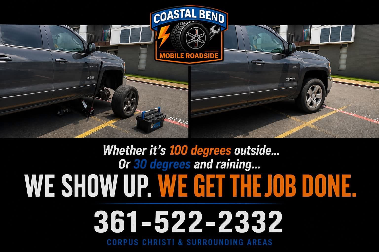 Coastal Bend Mobile Roadside changing a truck tire