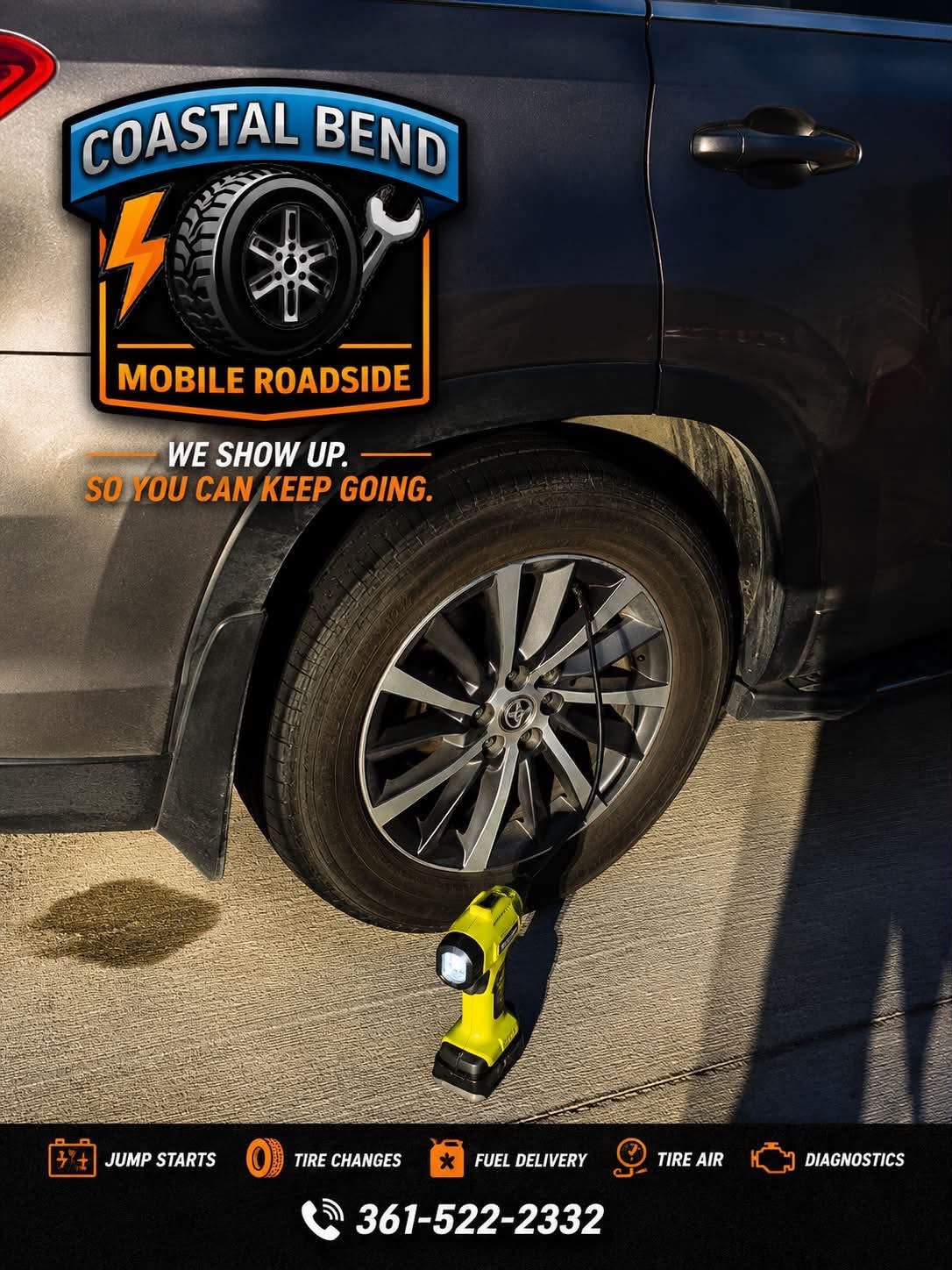 Coastal Bend Mobile Roadside working on a vehicle tire